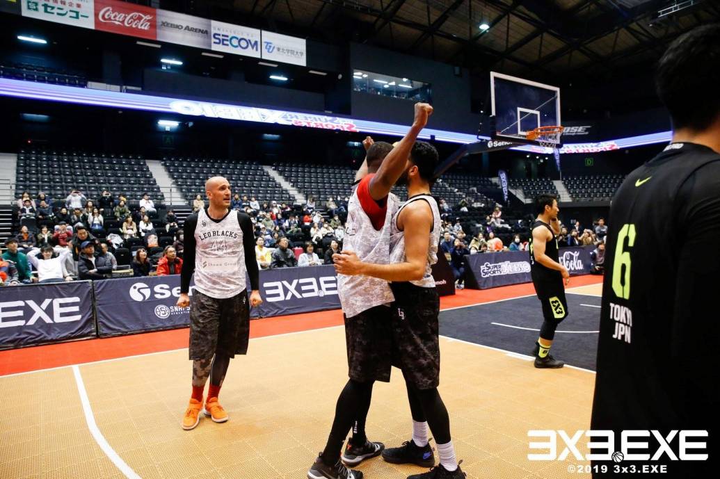 3x3.EXE TOURNAMENT 2018-2019 JAPAN FINAL / 日本代表候補選手が多く在籍する対戦相手に逆転勝ちで優勝し称え合う選手たち。
