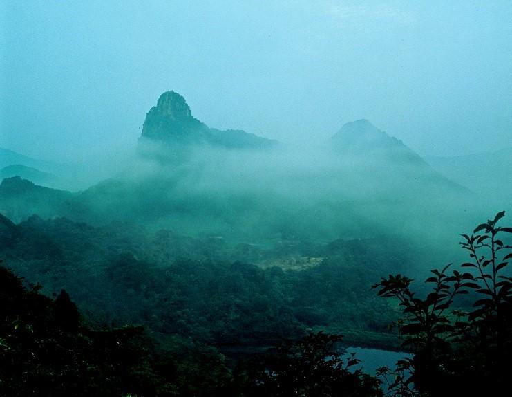 霧に覆われた神秘的な御船山楽園